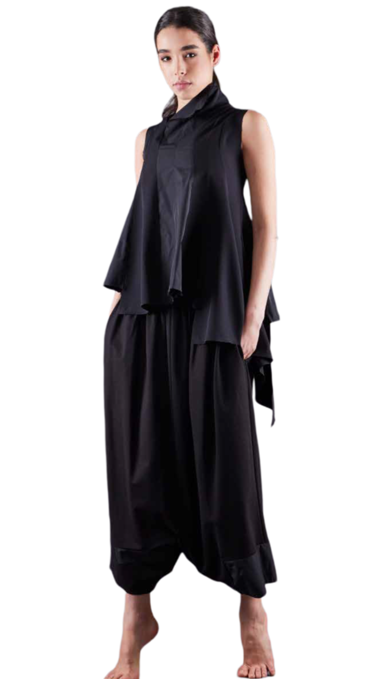 Avant-Garde Wide-Leg Drop-Crotch Pants