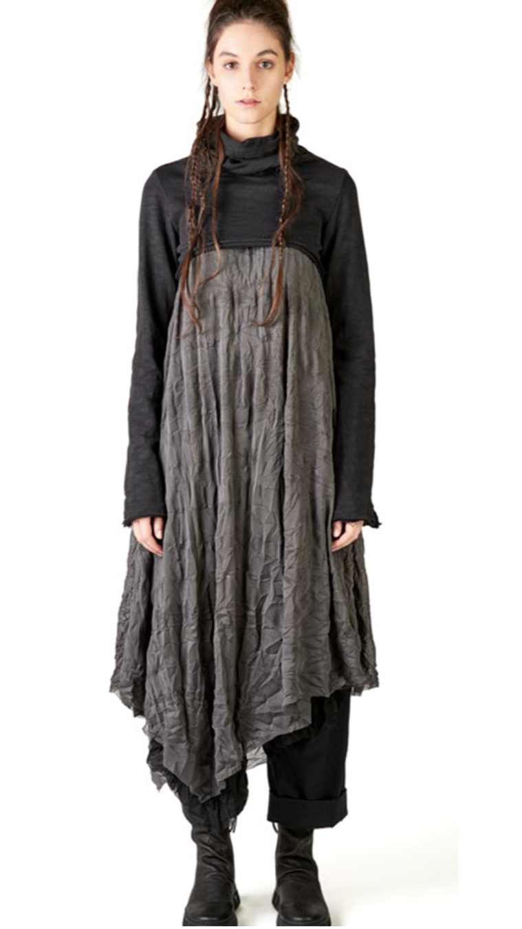 Sheer Layered Asymmetrical Tunic Dress – Elegant &amp; Flowing