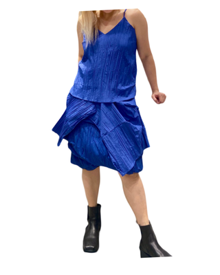 Asymmetrical Pleated Camisole – Modern Minimalist Draped Top