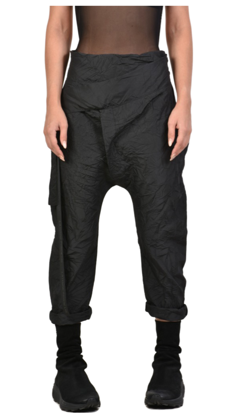 Crinkled Drop-Crotch Pants