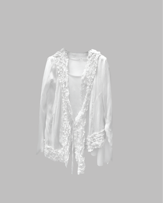 White Ruffled Cardigan