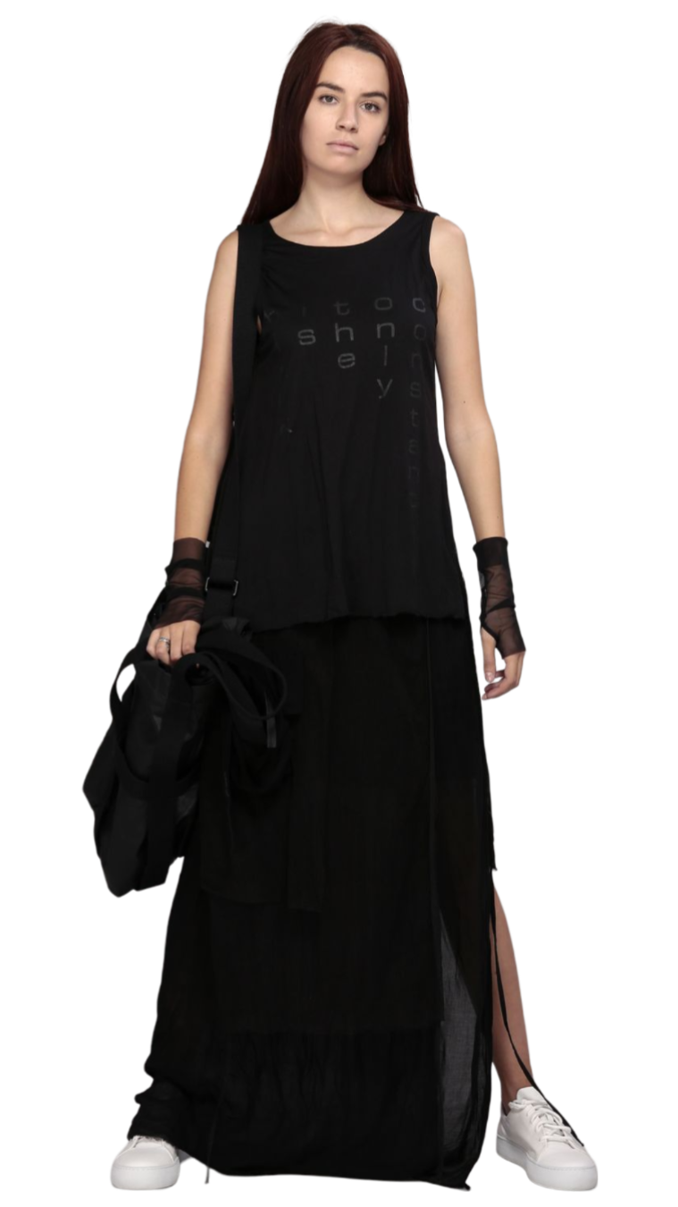 Layered Black Maxi Dress – Elegant &amp; Flowing Casual Wear