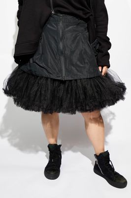 Pleated Zip-Front Mini Skirt