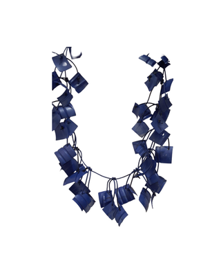 Sculptural Blue Geometric Necklace – Modern Statement Jewelry