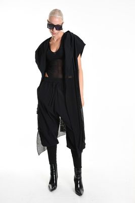 Avant-Garde Hooded Mesh Layered Gilet