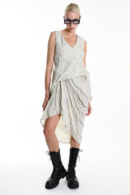 Asymmetric Draped Dress – Elegant Avant-Garde Evening Wear Asymmetric Draped Dress – Elegant Avant-Garde Evening Wear