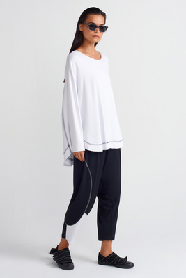 Black &amp; White Contrast Drop-Crotch Pants