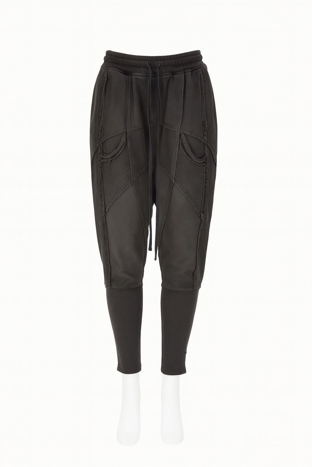 Distressed Patchwork Drop-Crotch Pants