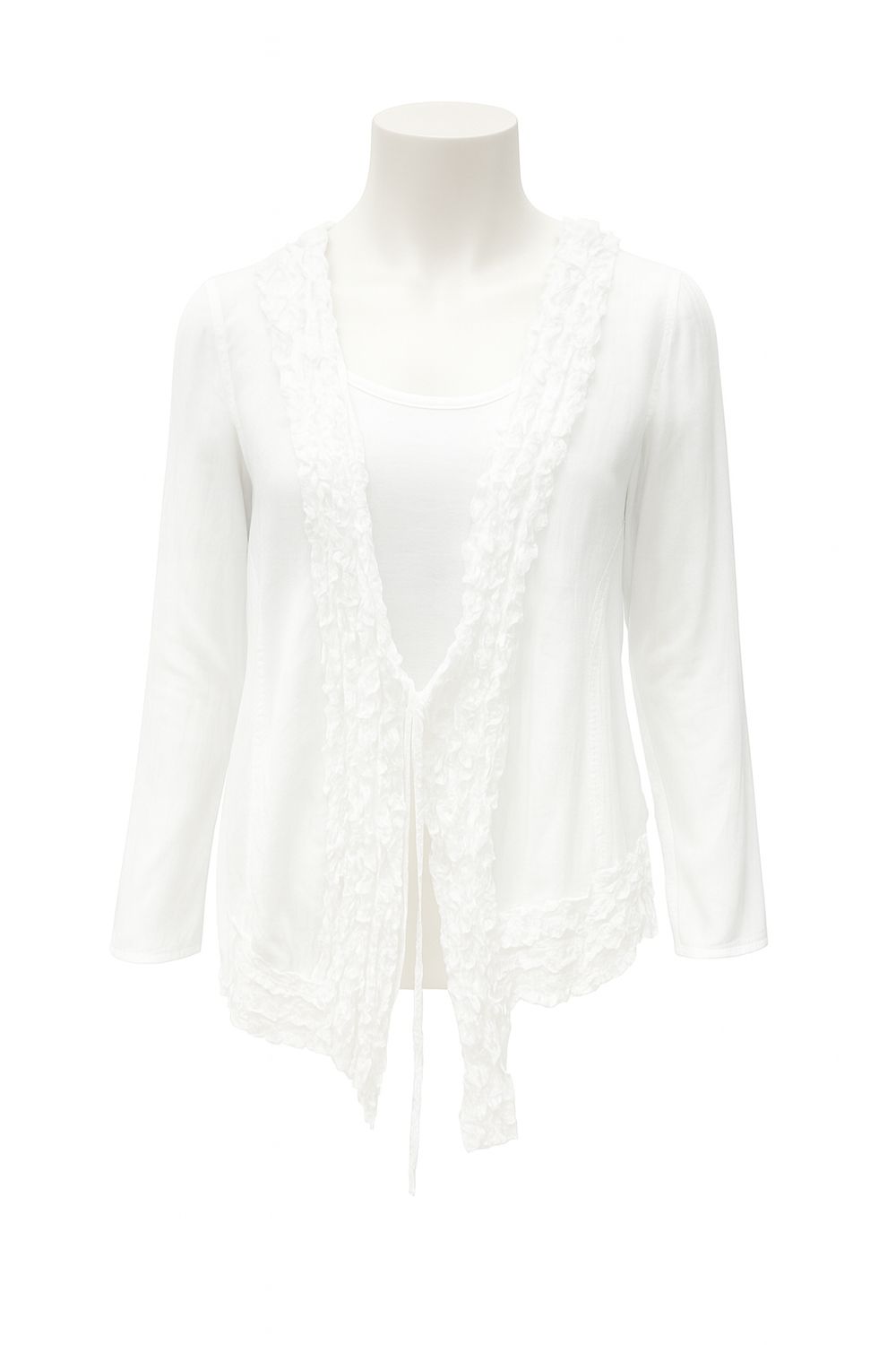 White Ruffled Cardigan