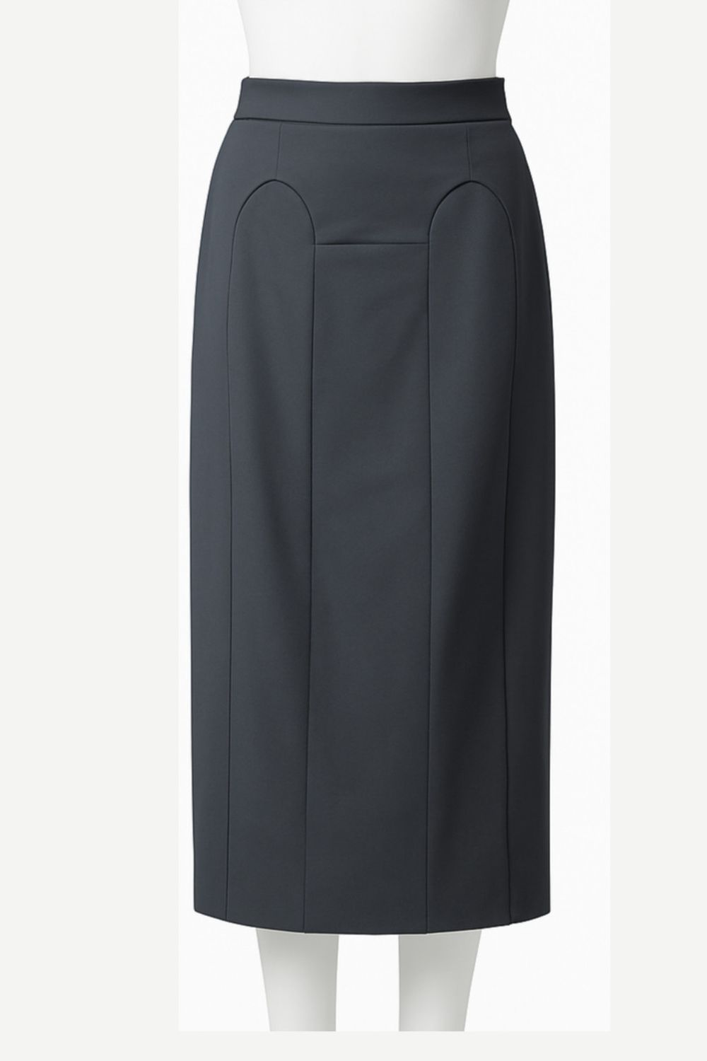 Black Structured Midi Skirt