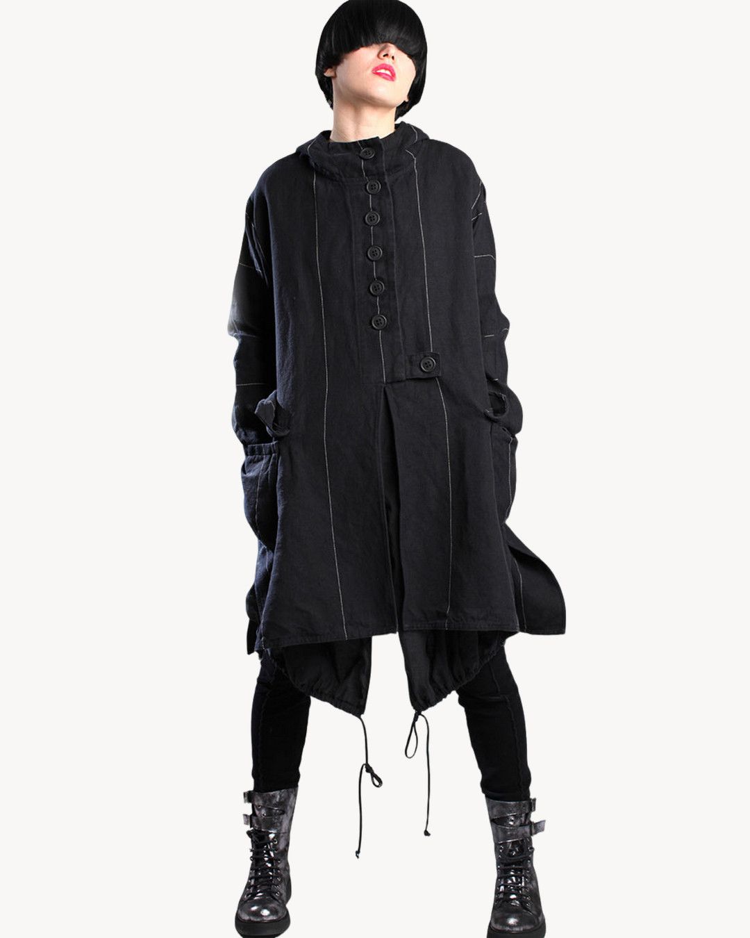 Beige Oversized Button-Front Jacket