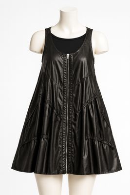 Black Sleeveless Zip-Front Dress - Women’s Zip-Front Faux Leather Dress