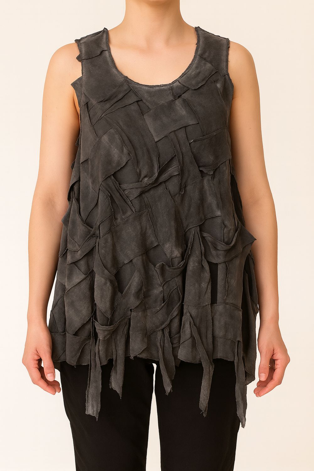 Textured Patchwork Sleeveless Top