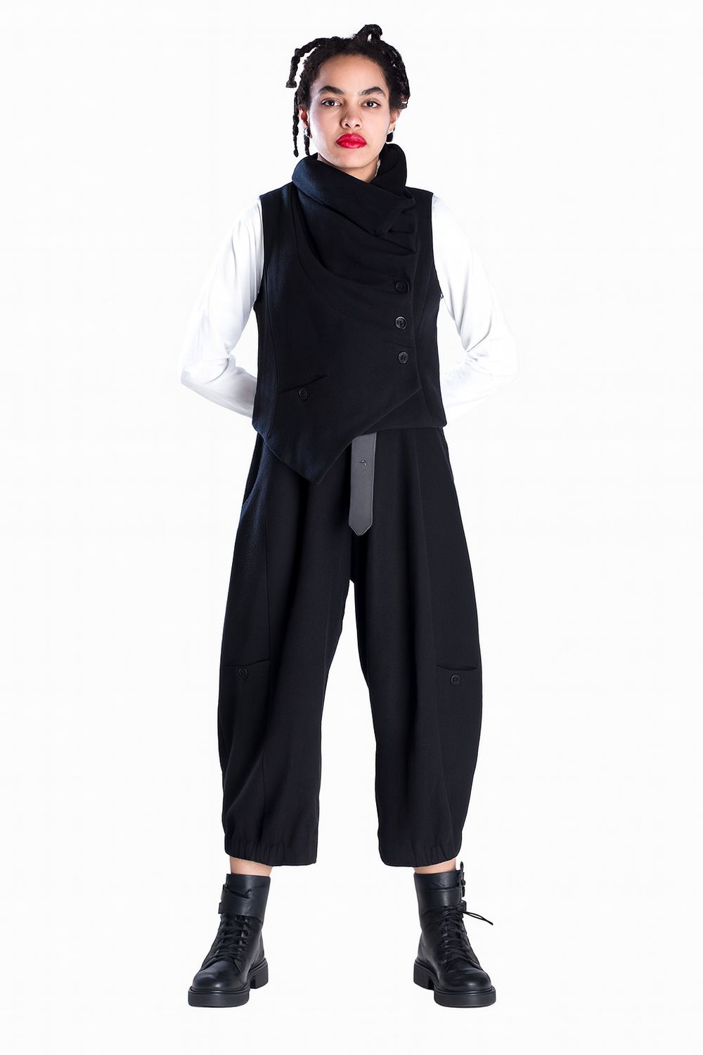 Black Cropped Utility Trousers - Relaxed Fit Fashion