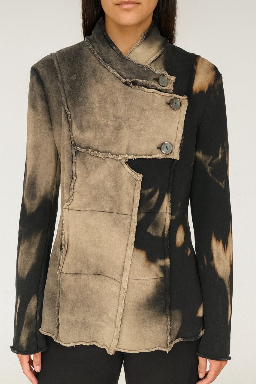 Tie-Dye Asymmetrical Button Jacket