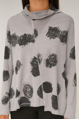 Grey Printed Cowl-Neck Top