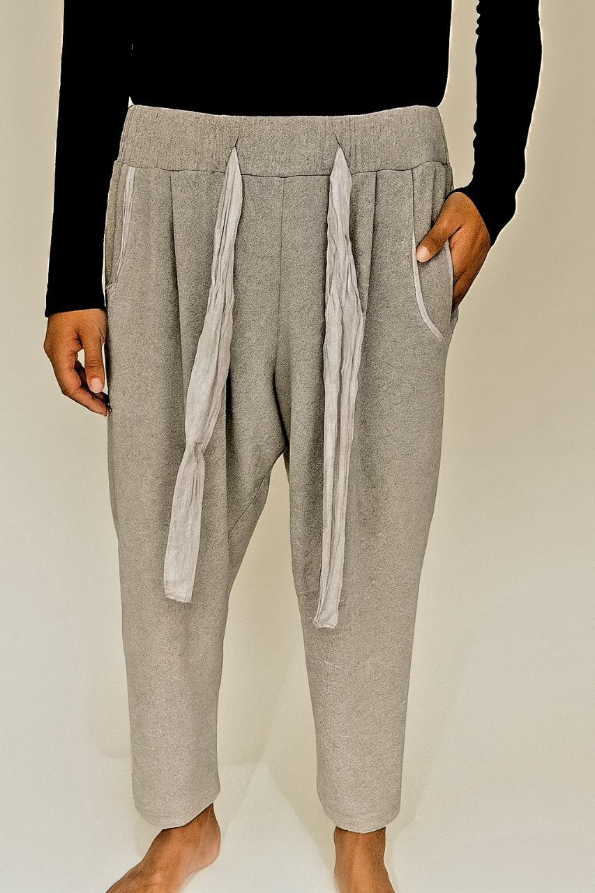 Grey Relaxed Drop-Crotch Pants