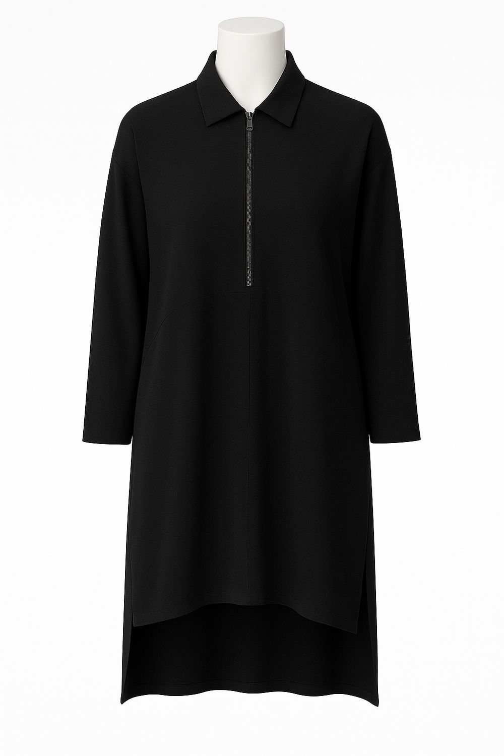 Black Zip-Front Tunic Dress