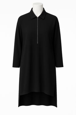 Black Zip-Front Tunic Dress