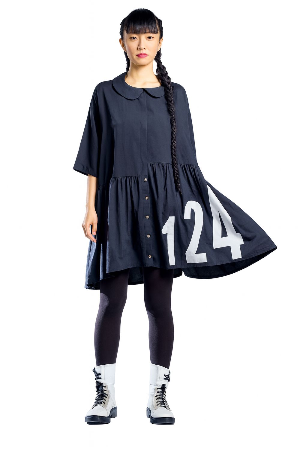 Black Oversized Number Print Dress