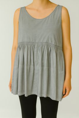 Grey Sleeveless Flared Top