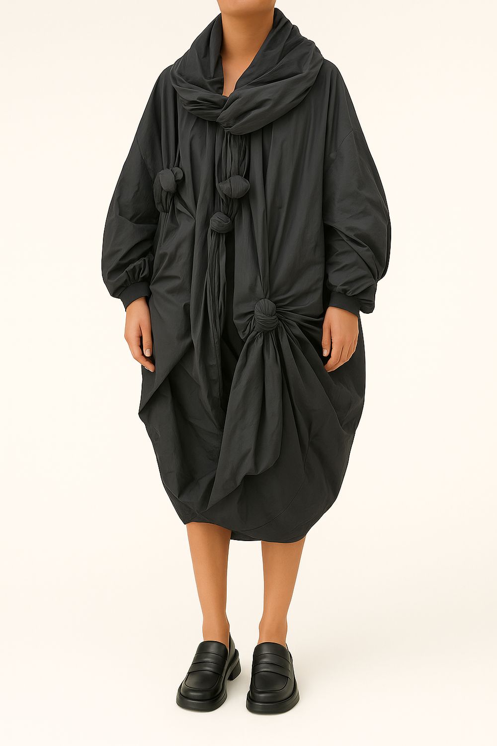 Oversized Knotted Draped Coat
