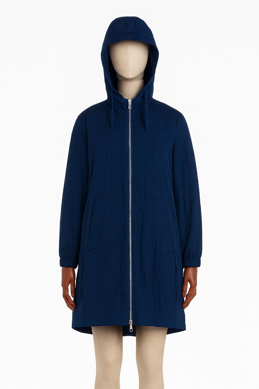 Navy Blue Lightweight Hooded Raincoat