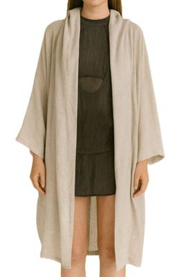 Beige Linen Open-Front Coat