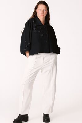 Black Cropped Statement Button Top Blouse