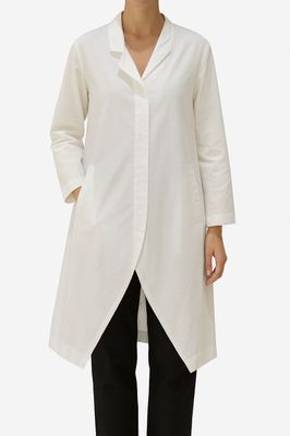 White Longline Shirt Jacket with Overlap Hem