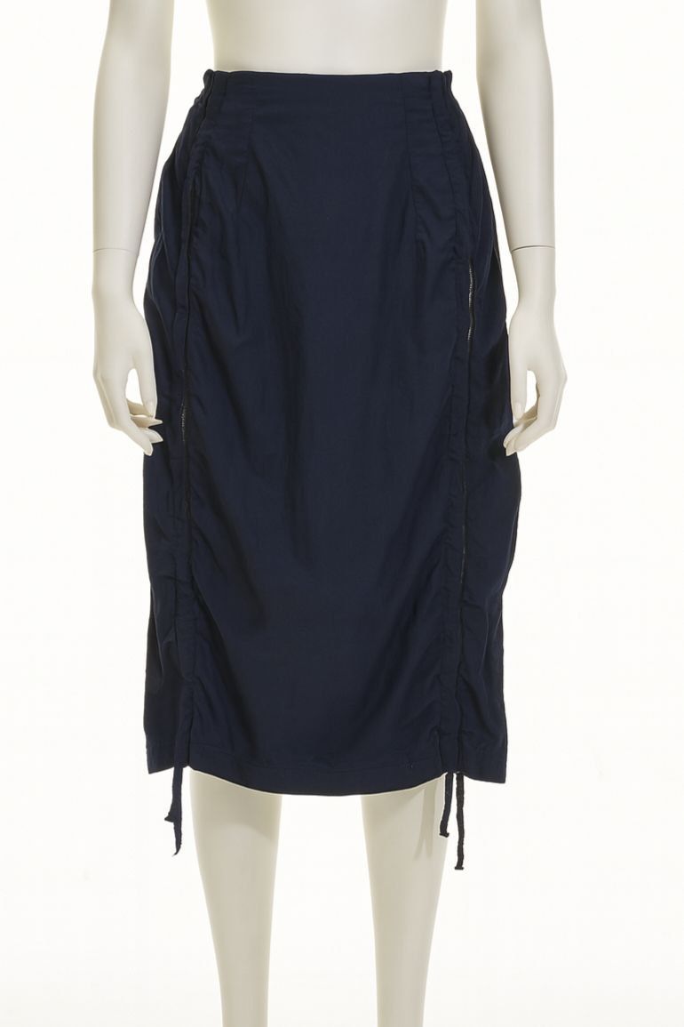 Navy Drawstring Detail Midi Skirt