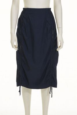 Navy Drawstring Detail Midi Skirt