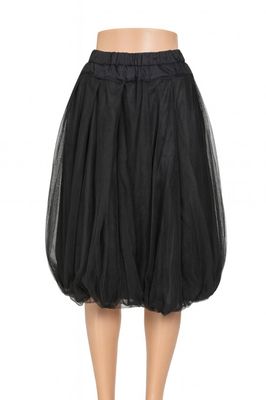 Black Bubble Tulle Midi Skirt