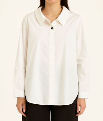 Minimal White Button-Down Shirt with Contrast Detail