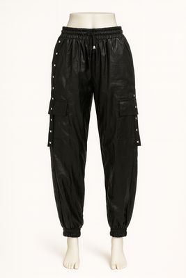 Black Cargo Jogger Pants with Side Pockets