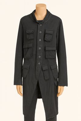 Black Utility Pocket Long Jacket