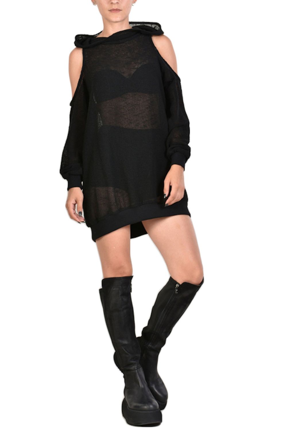 Black Sheer Knit Sleeveless Top