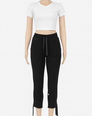 Modart Black Ribbed Drawstring Jogger Pants