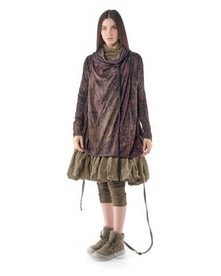 Draped Collar Balloon Dress