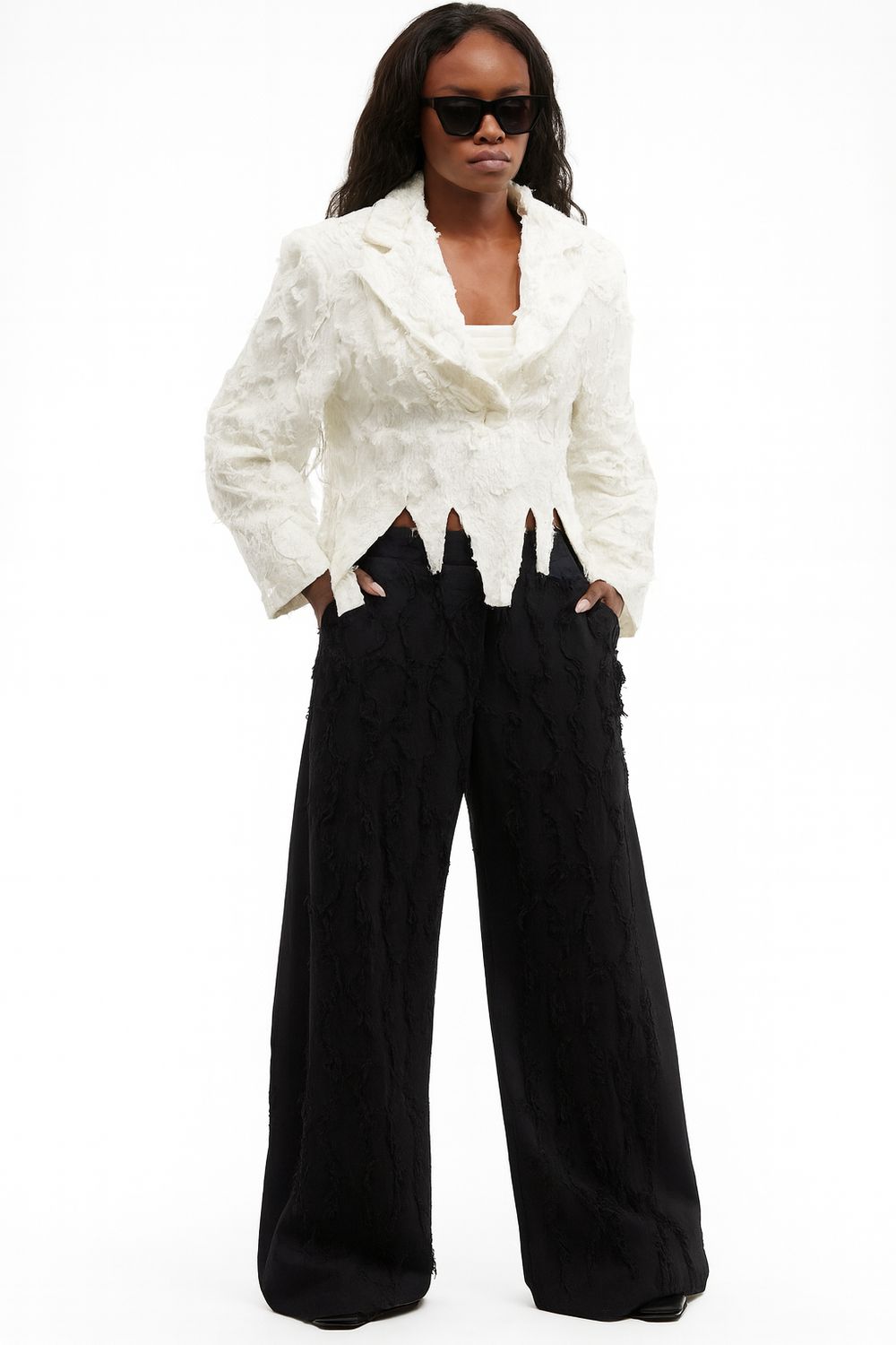 Distressed Textured Blazer – Edgy Minimalist Outerwear