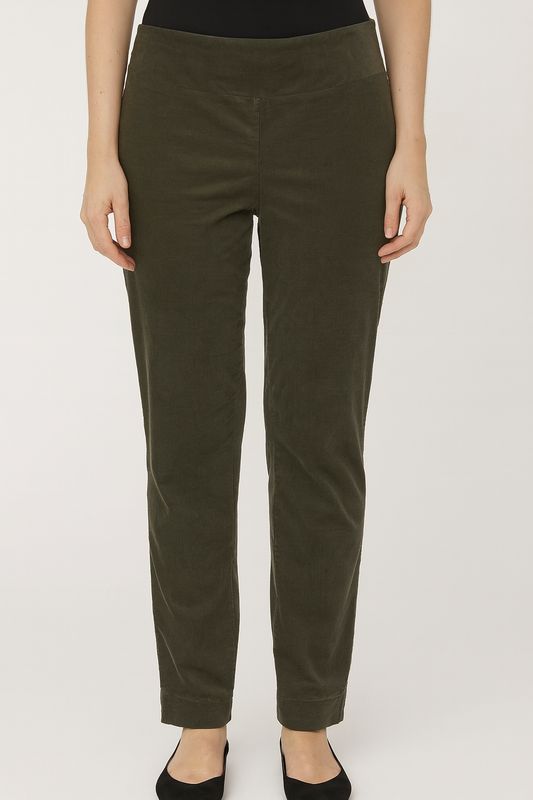 Olive Green Stretch Slim Pants