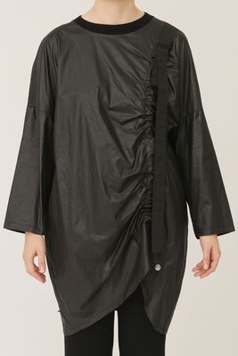 Black Oversized Ruched Dress