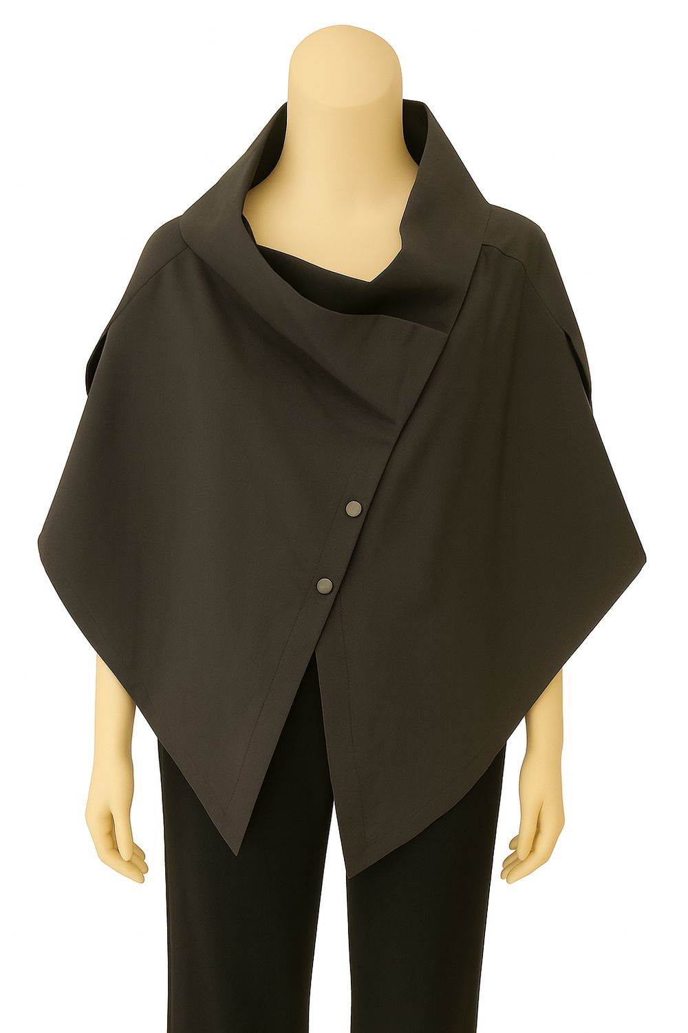 Asymmetrical Black Cape Poncho Top