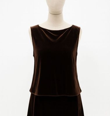 Velvet Dark Brown Sleeveless Tank Top