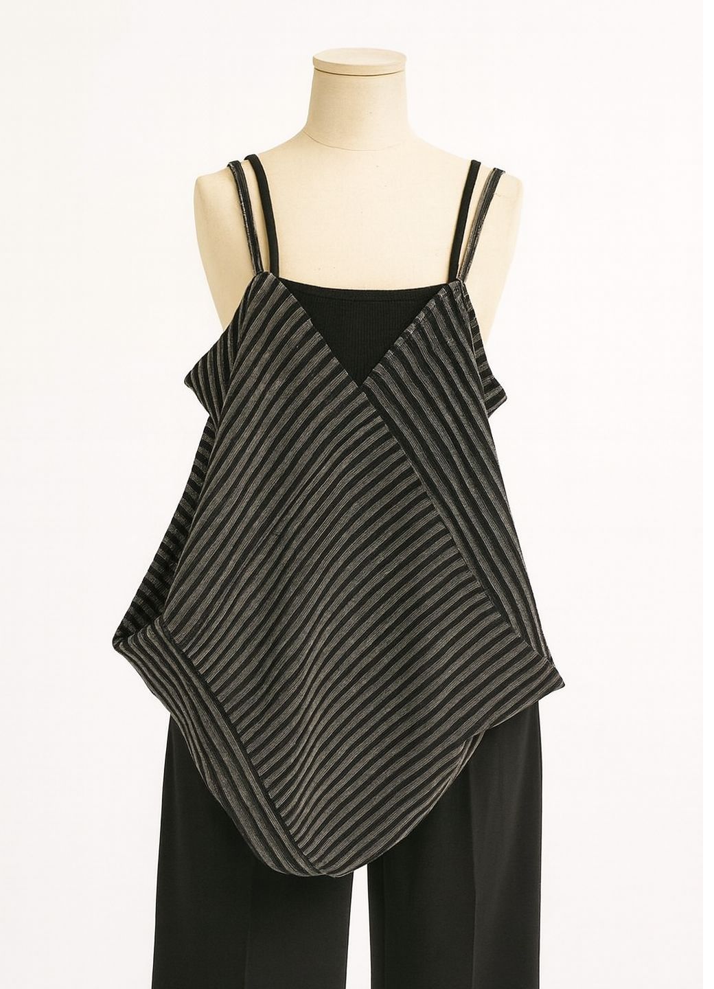 Striped Draped Asymmetrical Camisole Top