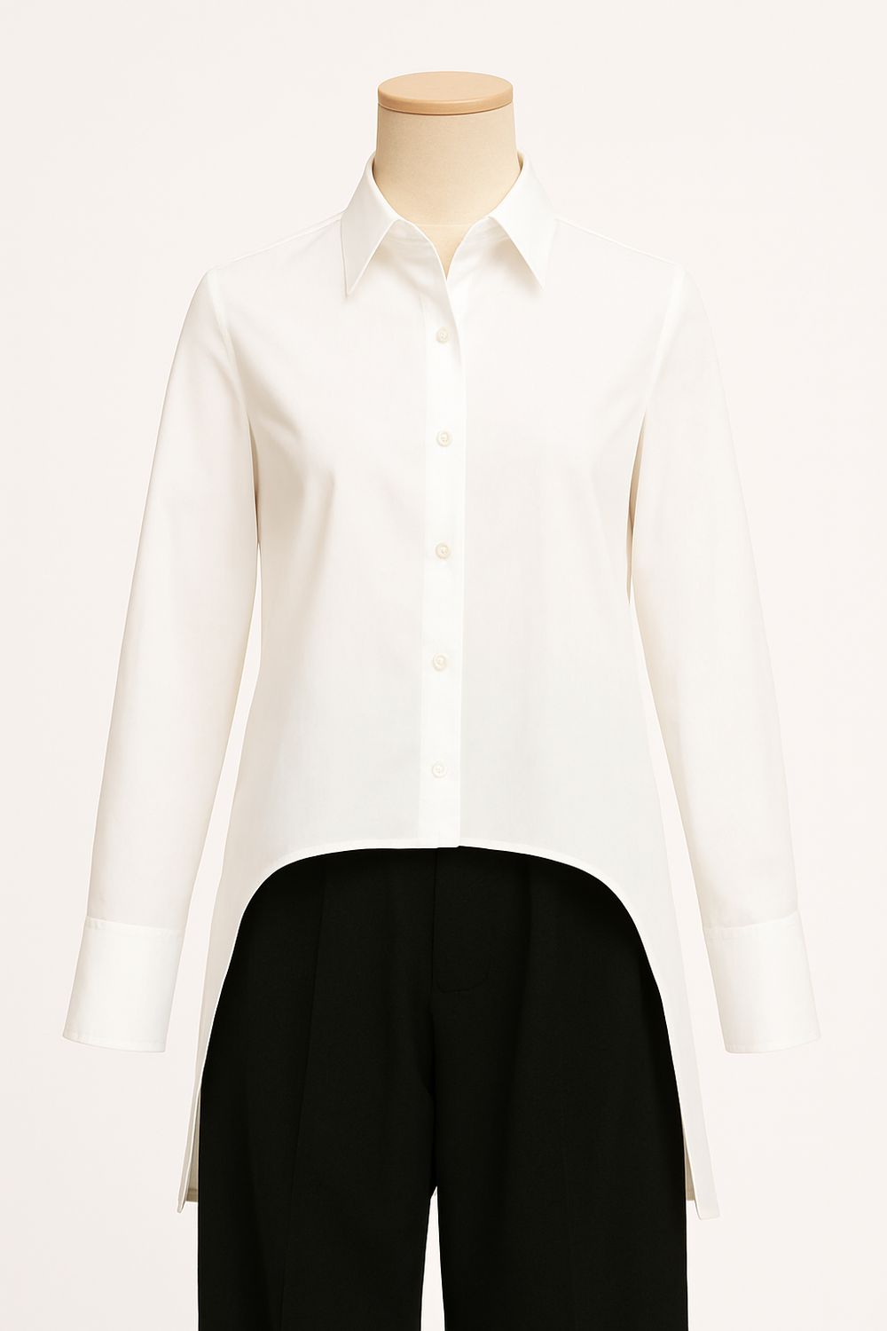 White Asymmetrical Long Tail Shirt