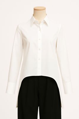 White Asymmetrical Long Tail Shirt