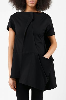 Black Asymmetric Flared Tunic Top