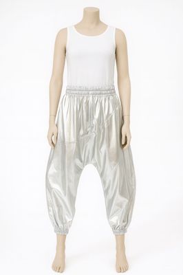 Metallic Silver Harem Pants with Elastic Waist