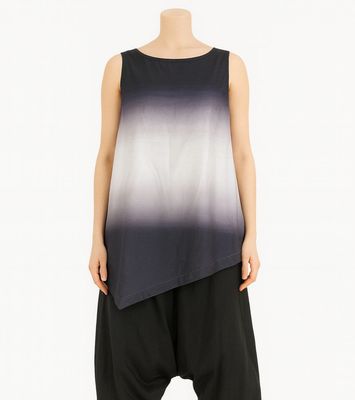 Ombre Gradient Sleeveless Top with Asymmetrical Hem